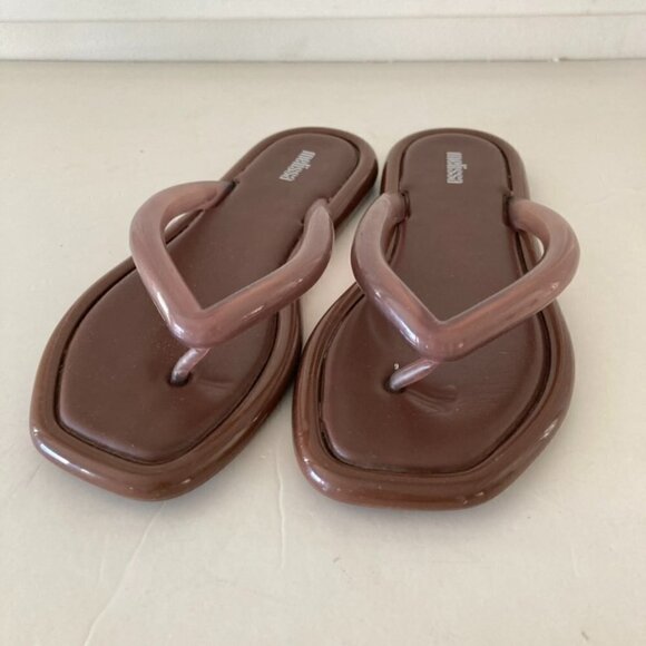 Melissa Free People Terrace Time Brown Jelly Thong Sandals Sz 7 - Picture 1 of 5
